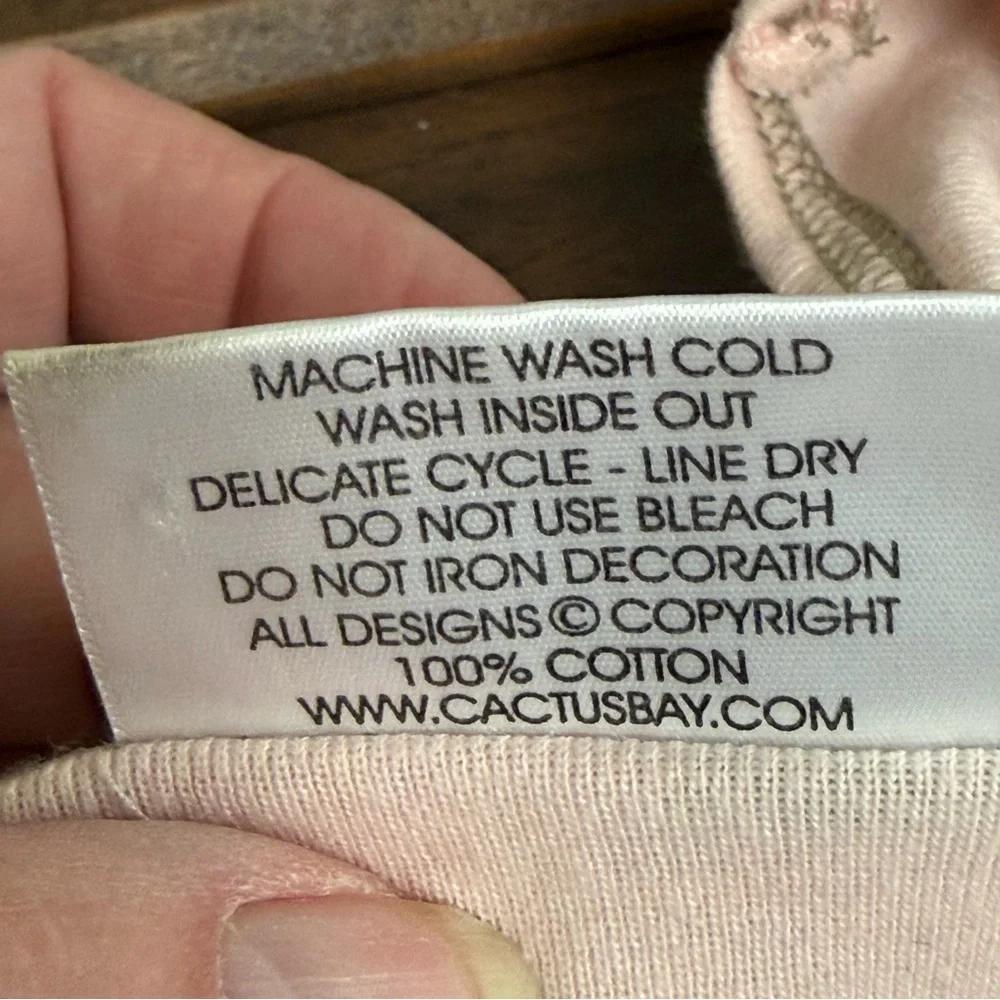 Cactus Bay Hummingbird Floral Tee Pink Rhinestone Birds 3/4 Sleeve Top L - Picture 8 of 9